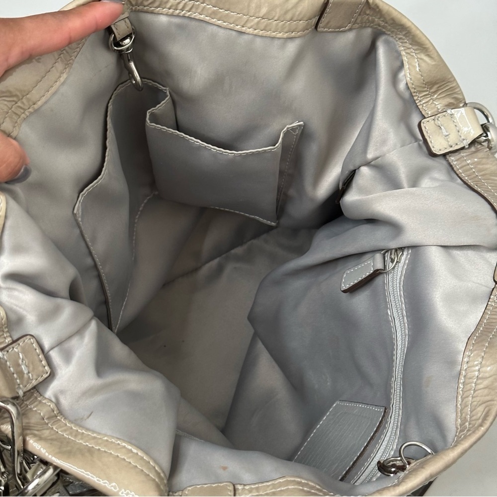 COACH Audrey Andie Large Patent Leather Cinched Tie Perforated Tote Bag - Picture 10 of 16